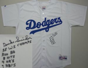 Duke Snider Signed Los Angeles Dodgers Majestic Jersey - 5 Stat Inscriptions