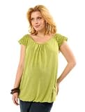 Motherhood Maternity: Plus Size Short Sleeve Scoop Neck Crochet Detail Maternity T Shirt