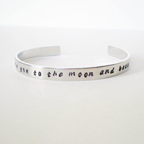 I Love You to the Moon &amp; Back Handstamped Aluminum Cuff Bracelet