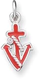 Cubic Zirconia And Enamel Anchor Charm, Sterling Silver