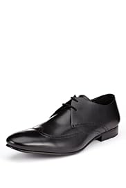 Limited Collection Leather Almond Toe Wingtip Shoes