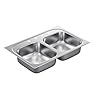 Moen G222174 2200 Series 22 Gauge Double Bowl Drop In Sink, Stainless Steel