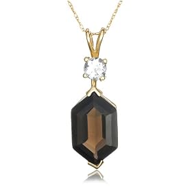 10k Yellow Gold Smoky Quartz Pendant by Amazon.com Collection