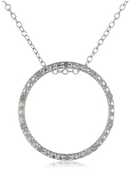 Sterling Silver Diamond Circle Pendant Necklace, (.1 Cttw, G-H Color, I2-I3 Clarity), 18"