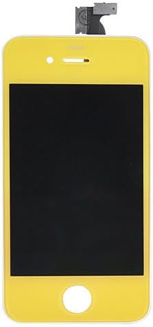 iPhone 4 (Verizon/Sprint/CDMA) Complete Front Screen / Glass Replacement Custom Yellow with White Border Frame (CDMA Yellow on White)