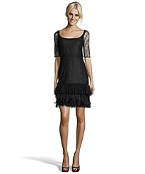 Scoop Neck Tulle Sheer Belted Feathers Lace  Cocktail Natural   Waistline  Dress With Ruffles