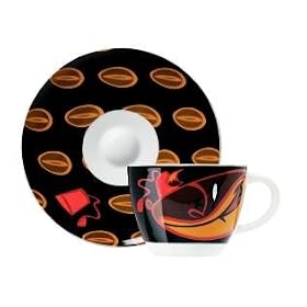 Espresso Coffee Mug and Saucer Set, My Little Darling, Smiling Coffee Bean, Coffee Mug Set Gift Box