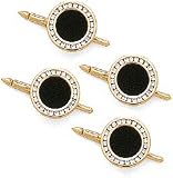 14K Gold, Onyx and Diamond Tuxedo Shirt Stud Set