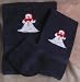 Embroidered Melting Snowman on Navy Bath Towel Set