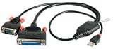 LINDY USB to Serial and Parallel Adapter - 9 Way (RS-232) 25 Way (Parallel) 0.7m