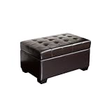 BEST Lima Brown Leather Tufted Ottoman Bench