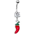 Hot Chile Pepper Double Gem Belly Ring