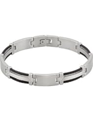 Stainless Steel & Cable Bracelet 08.50 Inch Black B114