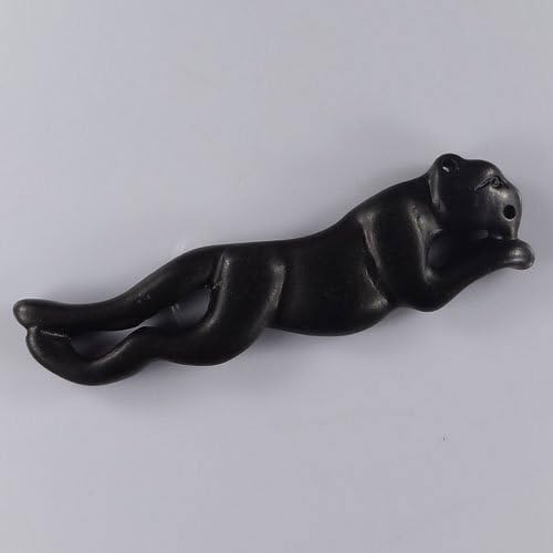 BH06209# Hand Carved Leopard Black Bain Stone Wearable Pendant Bead