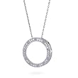 Sterling Silver Diamond Accented Circle Pendant with 18" Chain