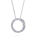 Sterling Silver Diamond Accented Circle Pendant with 18" Chain