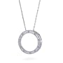 Sterling Silver Diamond Accented Circle Pendant with 18" Chain