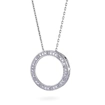 Sterling Silver & Diamond Circle Pendant with 18" Chain