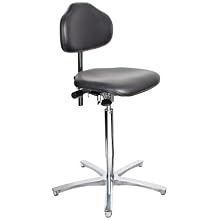 Milagon Stera WS1711 Workseat on Polished Star Base Clean Room Chair with Conductive Glides, ESD High Profile, 24"-34" Adjustment Height