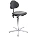 Milagon Stera WS1711 Workseat on Polished Star Base Clean Room Chair with Conductive Glides, ESD High Profile, 24"-34" Adjustment Height