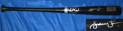 Andruw Jones Autographed/Hand Signed Black Rawlings Bat Rangers