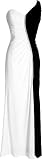 One Shoulder Stretch Black  White Evening Gown Prom Dress