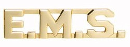 EMT E.MS. EMERGENCY MEDICAL SERVICES Paramedic Collar Lapel Pins Brass Insignia Emblem 1/2", GOLD Finish, SOLD AS PAIR !