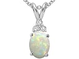 0.86 cts Genuine Opal and Diamond Pendant - 14kt White or Yellow Gold FREE GIFT BAG!