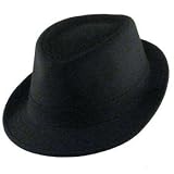 New Cotton Pique Fedora Trilby Gangster Hat Stingy Brim Black - Medium / Large