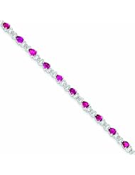 Genuine .925 Sterling Silver Pink Tourmaline And Diamond Bracelet 4.6 Grams . 100% Satisfaction Guaranteed.