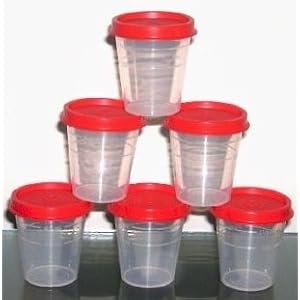 Tupperware 6 Pc Midget Set with Redish Seals by
