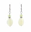 Earrings - E340 - Genuine New Jade Gemstone and Fire Polished Glass Beads ~ Oval