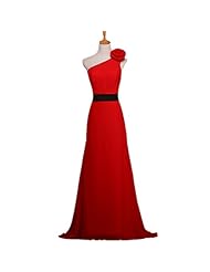 Plus Size Floor Length 2015 One Shoulder Chiffon Evening Dress  With a Sash 