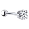 16 Gauge 5/16" -Solid 14KT White Gold 4mm Cubic Zirconia Cartilage Earring