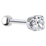 16 Gauge 5/16 Inches -Solid 14KT White Gold 4mm Cubic Zirconia Cartilage Earring Body Jewelry