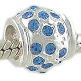 Sapphire Blue CZ Solid 925 Sterling Silver Bead April Birthstone fits European Bracelet