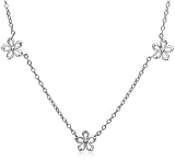 Sterling Silver Flower Necklace, 17