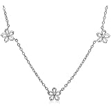 Sterling Silver Flower Necklace, 17"