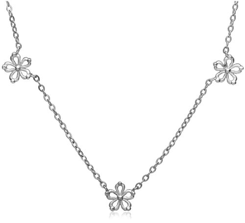 Sterling Silver Flower Necklace, 17