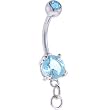 Aqua Double Gem Prong Set Add on Charm Belly Ring