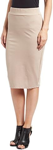MUST Fashion Women Khaki Elegant Stretch Pencil Skirt, Large