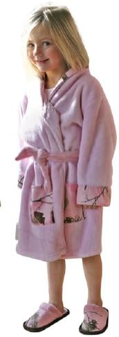 Realtree Pink Robe Toddler Little Girl Plush Camo Accent Bath Robe 2T- Girls 8 (Pink & Realtree Pink Accent, 6 - 8 Childrens)