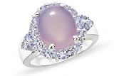 6 1/3 Carat Purple Chalcedony & Tanzanite Sterling Silver Ring