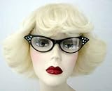 SG6CL/2 (Black) Rhinestone 1950's Cat Eye Glasses Clear Lenses