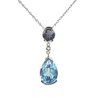 14k White Gold Blue Topaz and Iolite Pendant
