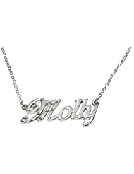 Name Necklaces Molly - Personalized Necklace White Gold Plated 18K, Belcher Chain, 2mm Thick