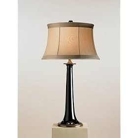 Currey and Company 6474 1 Light Opportunity Table Lamp, Black/Brass Finish with Beige Silk Shade