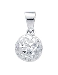14K White Gold Ball Charm Pendant