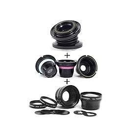 Lensbaby Muse Double Glass for Nikon F mount SLR's kit with Lensbaby Optic Kit - Lensbaby Accessary Kit with 0.6X Wide Angle / 1.6X Telephoto Macro Kit, & Creative Aperture Kit