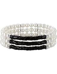Freshwater Cultured Pearl Three Row Cuff Bracelet Sterling Silver 68393